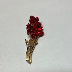 Elegant Red Floral Brooch